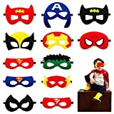 Ainvliya Maschere per Supereroi, 12 Pezzi Maschere per Superero Avengers Bambini, Maschere Feltro Mask con Corda Elastica, per Bambini Adulti ...