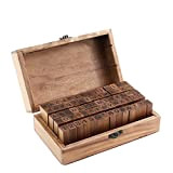 Alfabeto, numeri e simboli Timbro in legno con sigillo di gomma 70 pezzi con scatola vintage per timbri artigianali