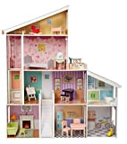 Amazon Basics - Casa delle bambole a 4 piani, con mobili e accessori, per bambole da 30.48 cm