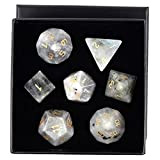 Amogeeli Set di 7 dadi in cristallo curativo DND poliedrico per giochi da tavolo MTG, pietra lucida RPG dadi decorazione ...