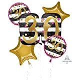 Amscan 3717201 - Palloncino per compleanno 30 anni, colore: Rosa e Oro