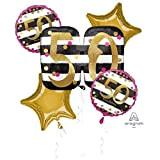 Amscan 3717401 - Palloncino in pellicola per compleanno 50 anni, colore: Rosa & Oro