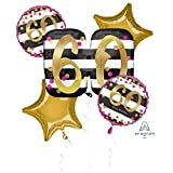 Amscan 3717501 - Palloncino Birthday 60 anni, colore: Rosa e Oro