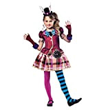 amscan 9902795 - Costume da miss cappellaio matto da bambina, colorato, con cappello e guanti, ideale per la settimana del ...