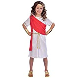 amscan 9904461 - Costume da ragazza romano Toga per ragazza, età 8-10 anni, rosso