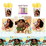 Amscan Disney Moana Party Supplies Pack Serves 16: 7" Plates Beverage Napkins Cups and Table Covers with Birthday Candles (Bundle ...