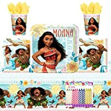 Amscan Disney Moana Party Supplies Pack Serves 16: 9" Plates Luncheon Napkins Cups and Table Covers with Birthday Candles (Bundle ...