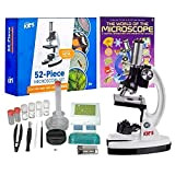 AmScope 1200 x 52 pz kit microscopio per bambini studenti principianti con diapositive, luce LED, scatola portaoggetti e libro"The World ...