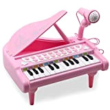 Amy & Benton Giocattolo Pianoforte per Ragazze, per età 36 messi, 24 Tasti, Strumento Musicale elettronico educativo Rosa con Microfono, ...
