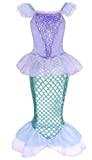 AmzBarley Costume della Sirenetta Vestito vestirsi Ragazza Bambina Coda di Pesce Costumi di Halloween Vestiti Compleanno Carnevale Abiti Viola 7-8 ...