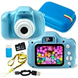 An ShopTo Macchina Fotografica Bambini Azzurra Doppia Fotocamera Full Hd 20Mp Zoom 8X Con Micro SD 32Gb Custodia In Gomma ...
