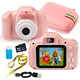 An ShopTo Macchina Fotografica Bambini Rosa Doppia Fotocamera Full Hd 20Mp Zoom 8X Con Micro SD 32Gb Custodia In Gomma ...