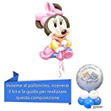 Anagram Composizione con Palloncino Mylar BABY MINNIE Disney Sagomato, Addobbi Festa Compleanno Bimba