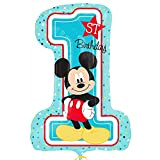 Anagram- Disney Pallone Foil Supershape 48 X 71 Cm Mickey 1 Birthday, Multicolore, Taglia unica, 10022935