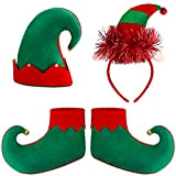 Aneco Set di 4 pezzi di costume da elfo di Natale per bambini, elfo di Natale, elfo, elfo, cappello di ...