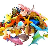 Animali Marini, Confezione di 52 Mini Animali Giocattolo Assortiti in Plastica, Perfetti come Gioco per Bagnetto, Gioco Educativo, Decorazioni per ...