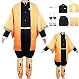 Anime Cosplay Demon Slayer Kimono Zenitsu Agatsuma Mantello No Yaiba, costume da notte per bambini e adulti (130 (120-130 cm)