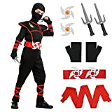 Aomig Costume da Ninja, Ninja Costume Ragazzo Halloween Costume con Maschera, Pugnale, Freccette, Cintura, Guanti, Cinghia, Costume da Ninja per ...