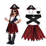 Aomig Costume Pirata per Bambini, 4 Pezzi Costume da Pirata con Gonna, Cappello, Cintura, Benda per L'occhio, Vestito di Halloween ...