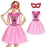 Aomig Costume Supereroe Bambina, Vestito Spider Man Bambini con Maschere, Costume Cosplay di Halloween Spider Dress per Ragazze, Party Fancy ...