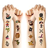 AOMIG Tatuaggi per Bambini, 20 Fogli Tatuaggi Pirati Tatuaggi Temporanei Bambini, Cartone Animato Tatuaggio Finto Pirata per Ragazze Ragazzi Tatuaggio ...