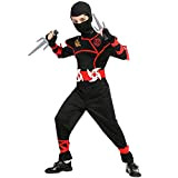 Aomig Vestito Ninja, Costume da Ninja per Bambini con Accessori Ninja in Plastica e Schiuma, Ninja Muscolo Costume per Festa, ...