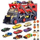 Aoskie Camion Macchinine Giocattolo per Bambini, Camion Bisarca con 8 Mini Cars Macchinine Giocattolo Regali per Bambini 3 4 5 ...