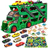 Aoskie Dinosauri Macchinine Giocattolo per Bambini, Camion Bisarca con Cars Macchinine Mini Dinosauri Regali per Bambini 3 4 5 Anni