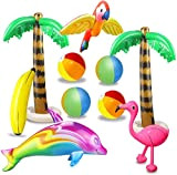 aovowog 10 PCS Palme Gonfiabili Giocattoli Flamingo Gonfiabile Banana Beach Balls Flying Pappagallo Delfino per la Decorazione del Partito Spiaggia