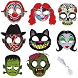 APDDHJ Maschere di Halloween, 8 Pezzi Halloween Maschere con Corda Elastica Maschere Feltro per Bambini per feste in maschera, feste ...