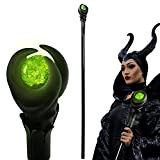 Applysu Deluxe Maleficent Bastone con Luce Verde scettro scettro Magica Bacchetta di Halloween Oggetti di Scena Cosplay di Halloween, 2022