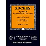 Arches Blocco Per Acquerello Incollato 1 Lato (12 Fogli) - Grana Torchon - 300 G/Mq - 23 X 31 cm