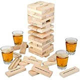 ArtCreativity Tumbling Tower - Gioco per bere con 4 bicchieri e 60 blocchi di legno con sfide, divertente casa partite ...