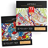 Arteza Libri da Colorare per Adulti, Immagini Fantasia e Animali da Colorare, 2 Pz, 144 Fogli Totali, 150 g/m2, 16,3x16,3 ...