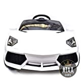 ATAA CARS Lamborghini Style 12V - Bianco, Auto elettrica per Bambini, Batteria 12v, Telecomando, Ruote Eva, Musica, Cintura di Sicurezza, ...