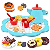 Atoylink Set da tè Cucina Legno per Bambini Servizio da Te Giochi Legno Tazze da Teiera Dessert Magnetiche Biscotti Giochi ...