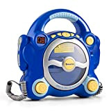 auna Pocket Rocker - Lettore CD karaoke per bambini con 2 microfoni e uscita per cuffie, forma arrotondata adatta ai ...