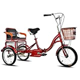 AUNIVO Triciclo Regolabile con cestello per la Spesa e Sedile Posteriore Triciclo per Adulti per Adulti e Anziani Shopping