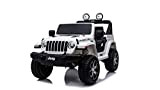 Auto Macchina Elettrica Jeep Wrangler Rubicon 12V per Bambini porte apribili Con telecomando Full accessori (Bianco)