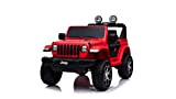 Auto Macchina Elettrica Jeep Wrangler Rubicon 12V per Bambini porte apribili Con telecomando Full accessori (Rosso)