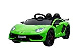 Auto Macchina Elettriva per Bambini Lamborghini Aventator SV J 12V Telecomando Suoni Luci LED (Verde)