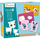 Avenue Mandarine JE502O scatola con 12 puzzle 2 tessere, Mamma e cucciolo