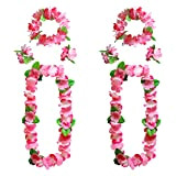 AWCIGG Set di collane hawaiane con fiori con 4 bracciali, 2 fasce per capelli, 2 collane hawaiane, decorazione per la ...