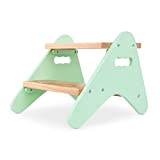 B toys – Peek-A-Boost – Sgabello in legno – Sgabello per bambini in due fasi (menta e legno naturale)