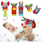 Baby Rattle Toy Neonato, 5 Pack Neonato Sonagli Calzini Polso,Simpatici Animaletti Developmental Soft Toys Bambole per Neonati 0-12 Mesi Bambini