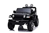 Babycar Jeep ® Wrangler Rubicon 2 Posti 12 Volt con Sedile in Pelle Macchina Elettrica Jeep per Bambini Porte apribili ...