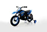Babycar Moto Cross Elettrica per Bambini 6 volt con luci e suoni con Ruote in Gomma (Blu)