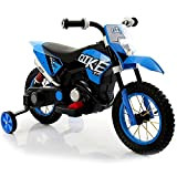BAKAJI Moto Motocicletta Elettrica per Bambini Sicura Robusta Cross Blue Ruota in Gomma Minimoto 6V Giochi Motocross Due Ruote Qike ...