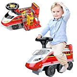 Bakaji Treno Cavalcabile 2in1 Trenino Ride On Giocattolo per Bambini Trasformabile in Garage Pista con Alimentazione a Batteria, con Luci ...