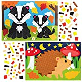Baker Ross AX209 Kit Mosaico Animali Del Bosco Per Bambini - Confezione Da 4, Attività Creative Durante Le Festività Natalizie